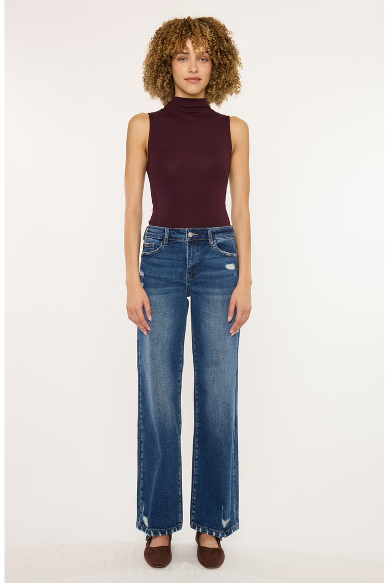 Dania Essentials High Rise Wide Leg Jeans, Main, color, Dark Wash