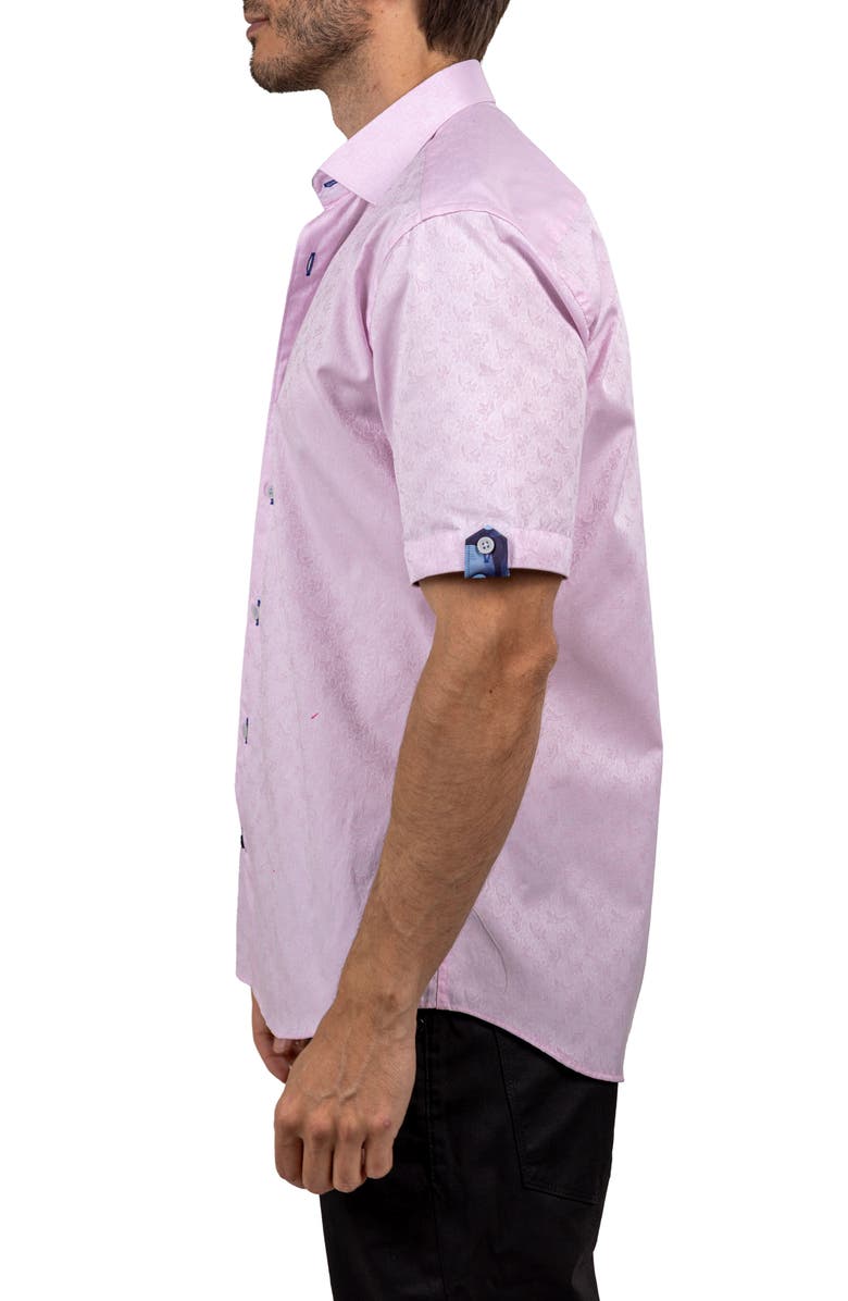 Maceoo Galileo Ascension 0077 Contemporary Fit Short Sleeve Button-Up Shirt, Alternate, color, Pink