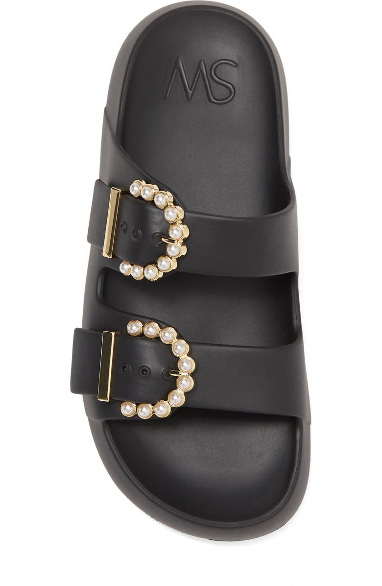 Stuart Weitzman Imitation Pearl Buckle Slide Sandal, Alternate, color,