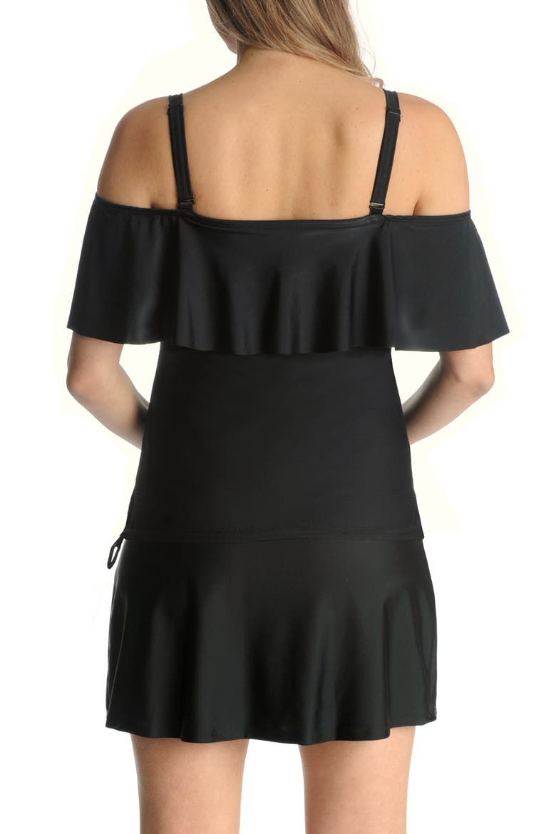 Ruffle Maternity Tankini Top, Alternate, color, BLACK