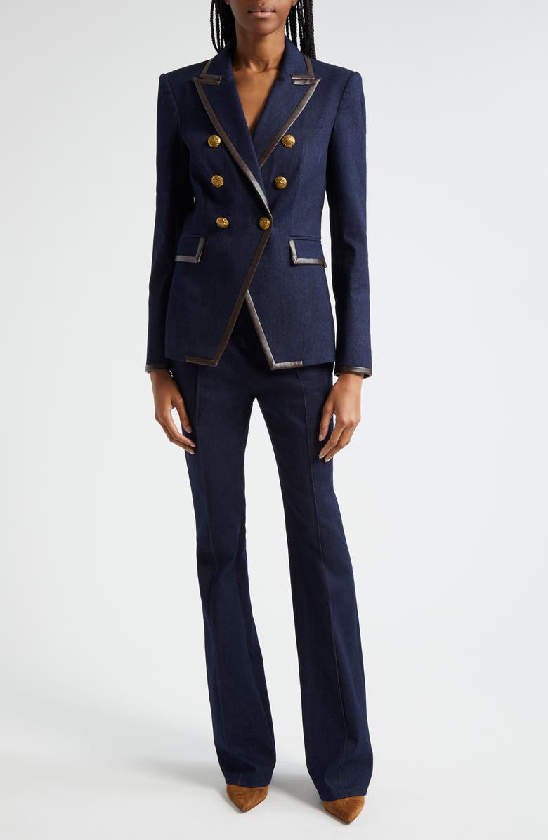 Veronica Beard Gracie High Waist Pintuck Pleat Belted Jeans, Alternate, color, Midnight Wash