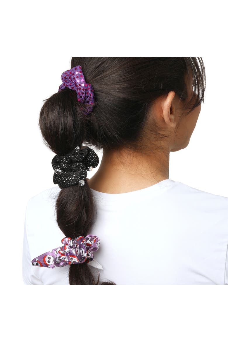 The Nightmare Before Christmas Hair Scrunchies 3-Piece Set Official License, Alternate, color, Purple