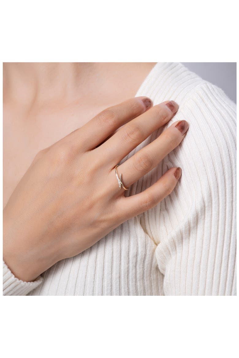 Pavé Diamond Curved Bypass Ring - 0.06ct., Alternate, color, 14K YELLOW GOLD