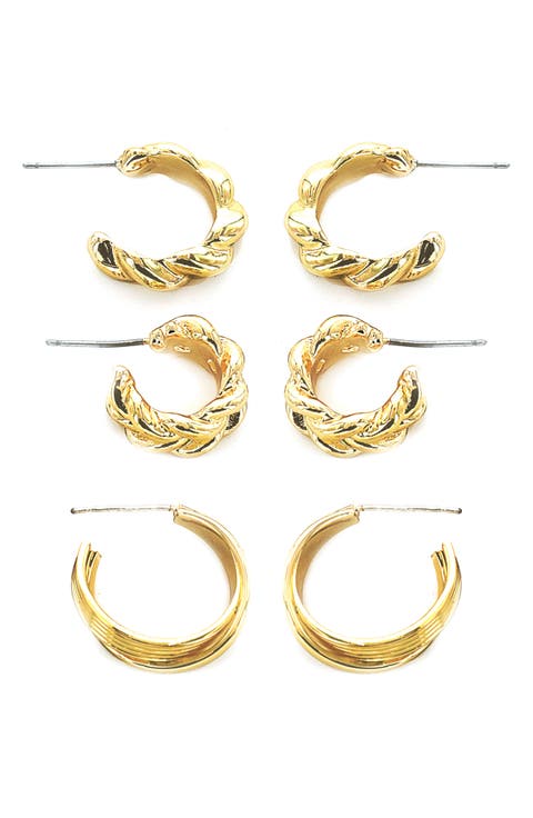 Twist 3-Pack Assorted Hoop Earrings