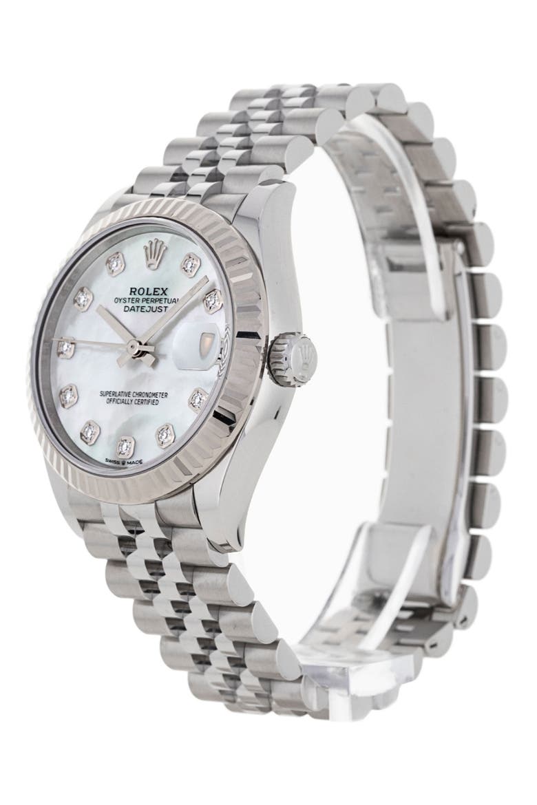 Rolex Preowned 2022 Datejust Lady Diamond Bracelet Watch, 31mm, Alternate, color, WHITE/SILVER