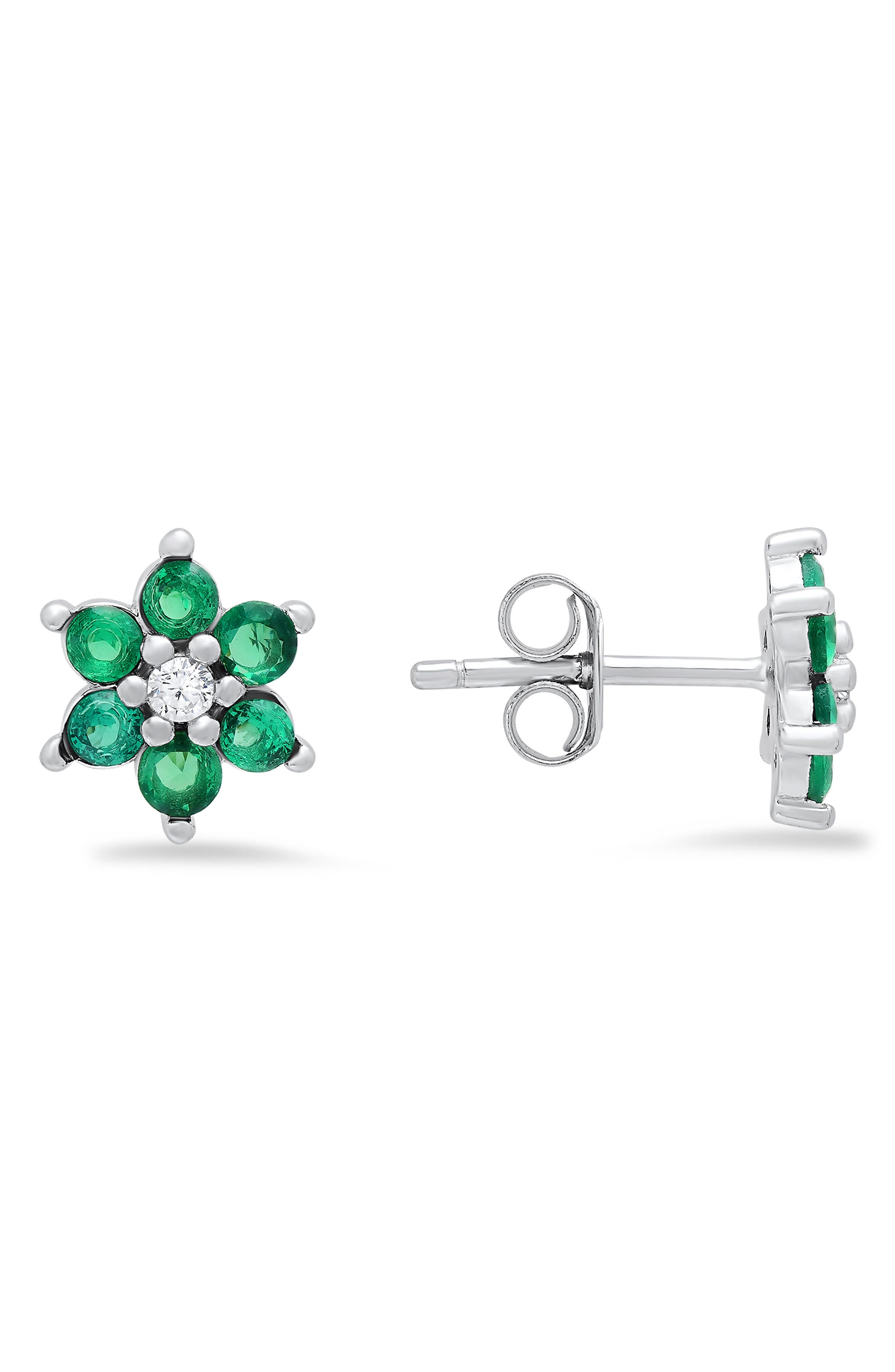 Queen Jewels Petitie Floral Cubic Zirconia Stud Earrings