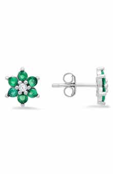 Petitie Floral Cubic Zirconia Stud Earrings