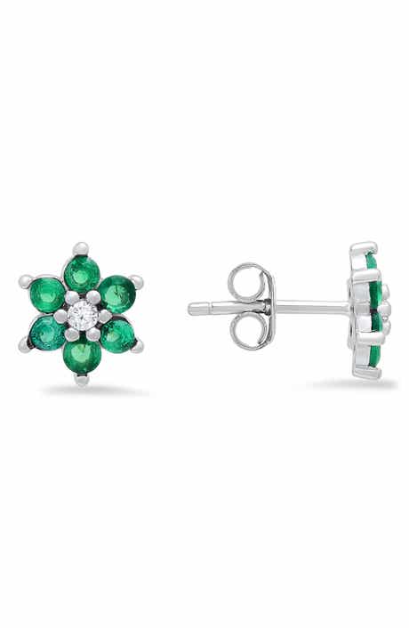 Queen Jewels Petitie Floral Cubic Zirconia Stud Earrings