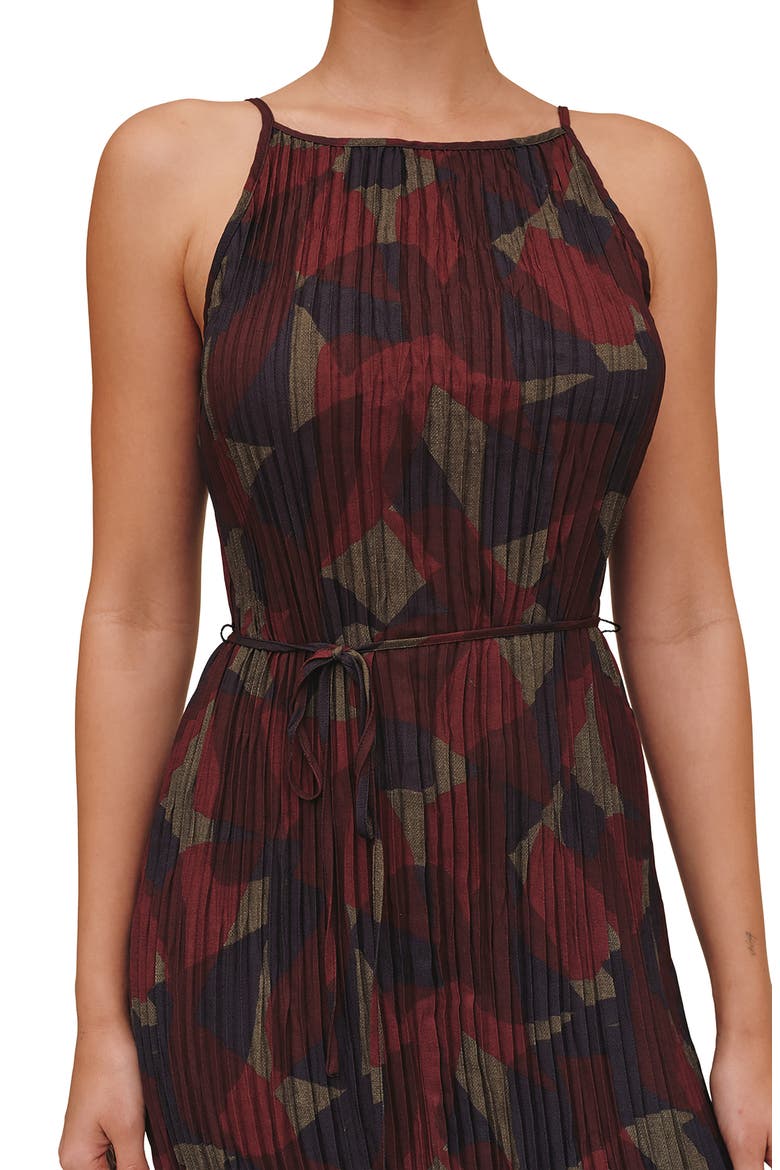 Pleated Halter Midi Dress, Alternate, color, ABSTRACT CAMO PRINT