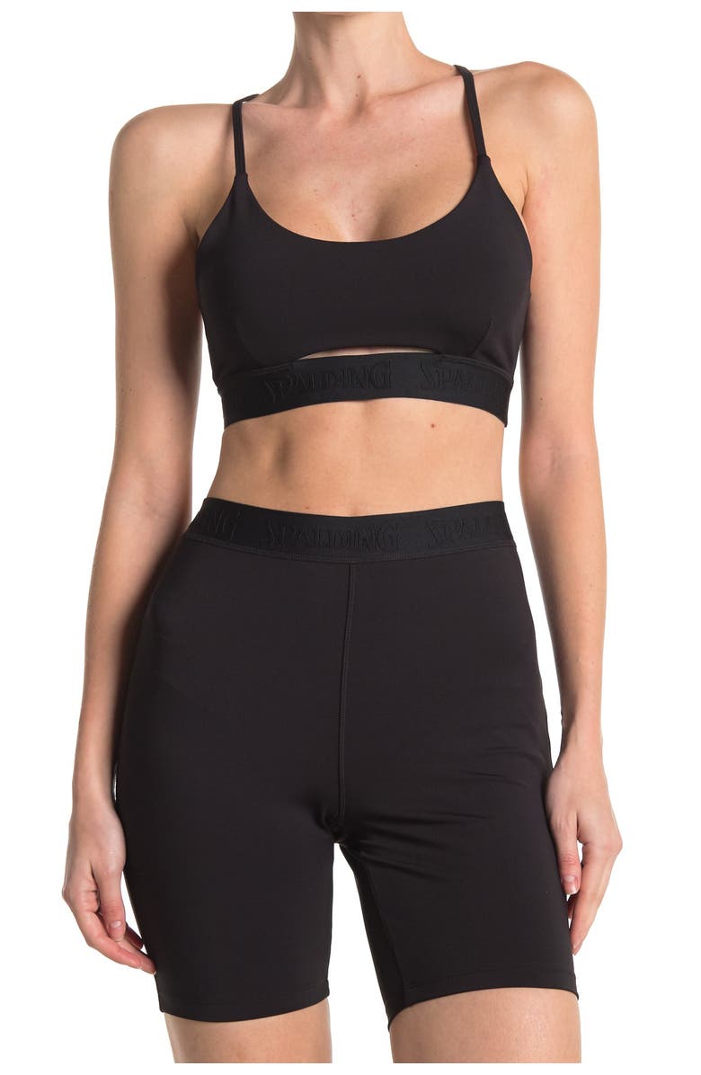 SPALDING Strappy Cutout Sports Bra, Main, color, 