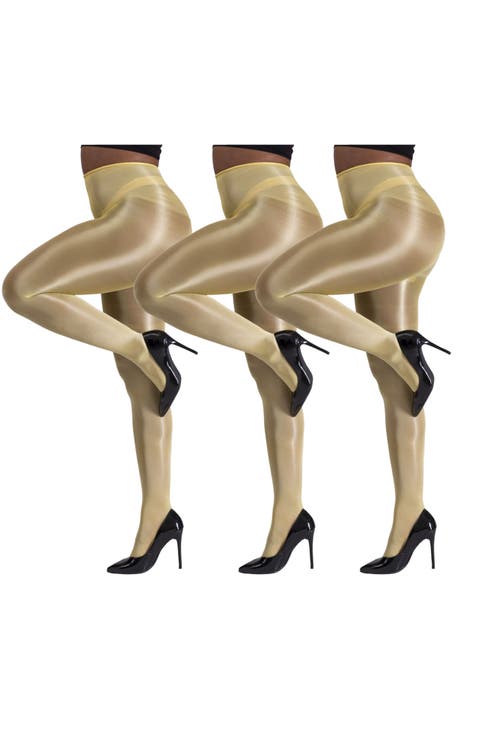 5-Pack Glossy Semi-Opaque Bold Color Tights