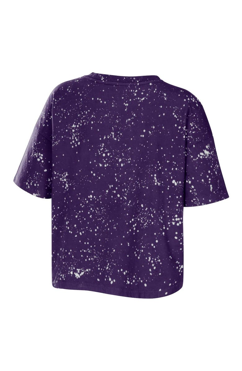 WEAR by Erin Andrews Women's WEAR by Erin Andrews Purple Baltimore Ravens Bleach Wash Splatter Notch Neck Cropped T-Shirt, Alternate, color, 