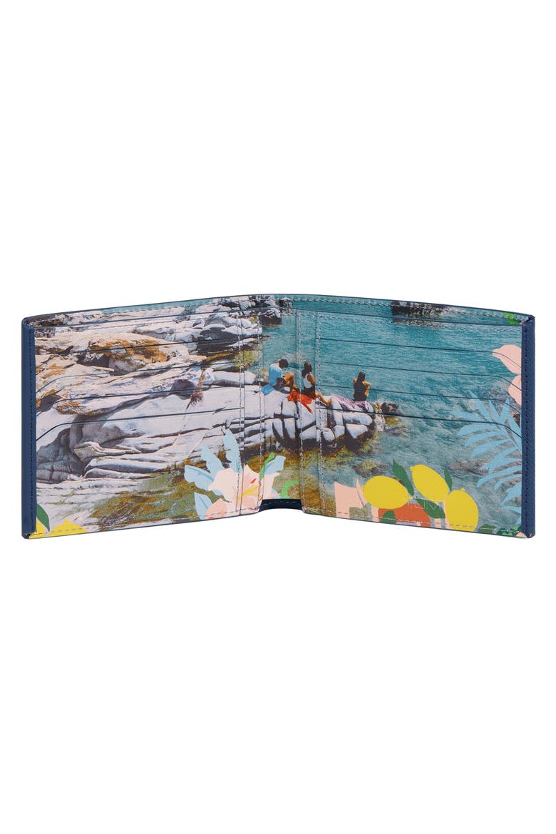Nassau Global Double Bifold Leather Wallet, Alternate, color, BALTIC/ PRINT