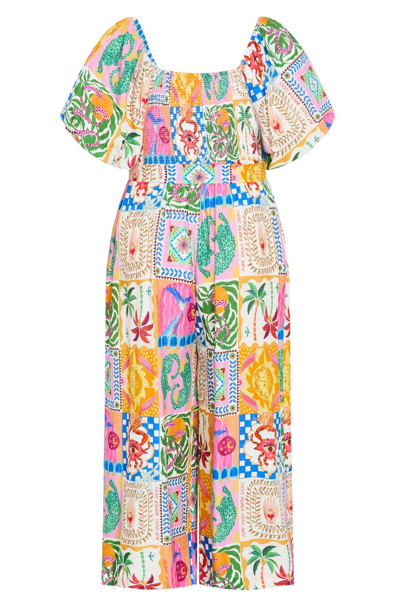 City Chic Positano Patchwork Print Jumpsuit, Alternate, color, 