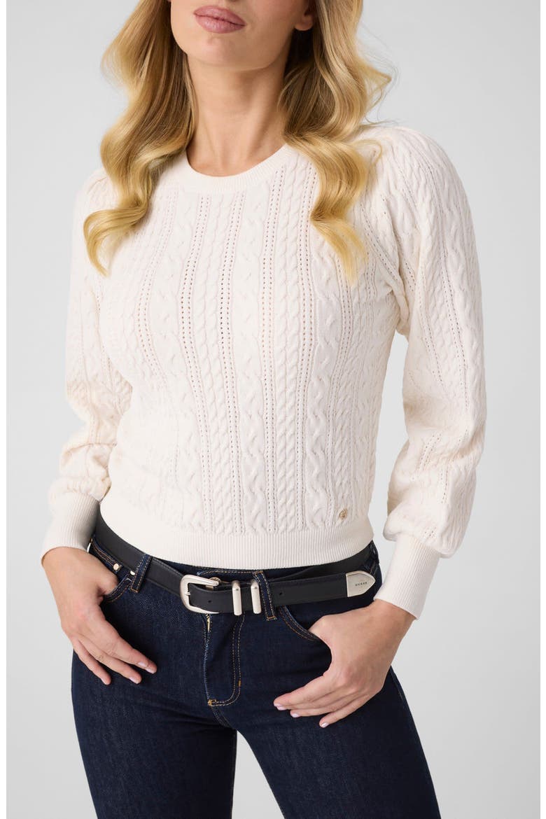 Joanna Cable Knit Sweater, Main, color, OPEN WHITE