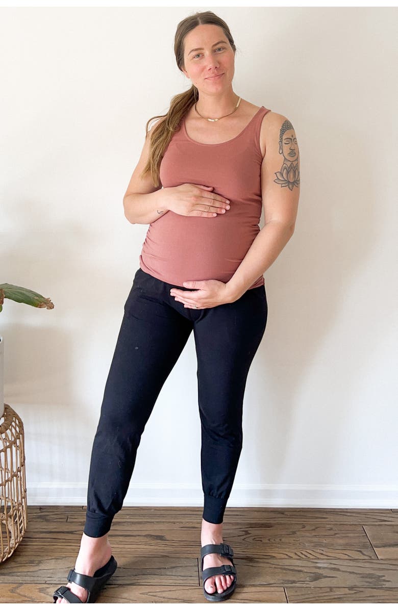 PinkBlush Maternity Band Jogger Pants, Alternate, color, Black