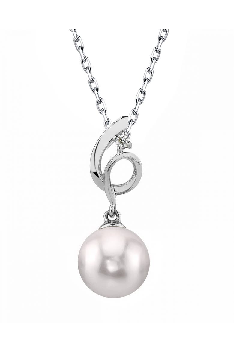 14K Gold Akoya Pearl & Diamond Symphony Pendant, Main, color, White Gold