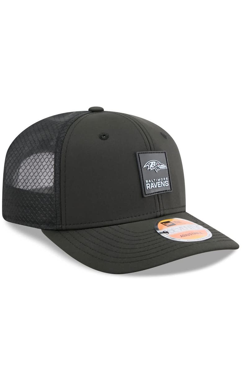 New Era Men's New Era Black Baltimore Ravens 2025 Sideline 9SEVENTY Trucker Adjustable Hat, Alternate, color, Black
