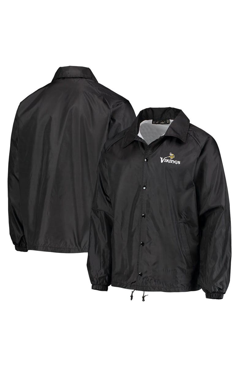 DUNBROOKE Men's Black Minnesota Vikings Coaches Classic Raglan Full-Snap Windbreaker Jacket, Alternate, color, Black