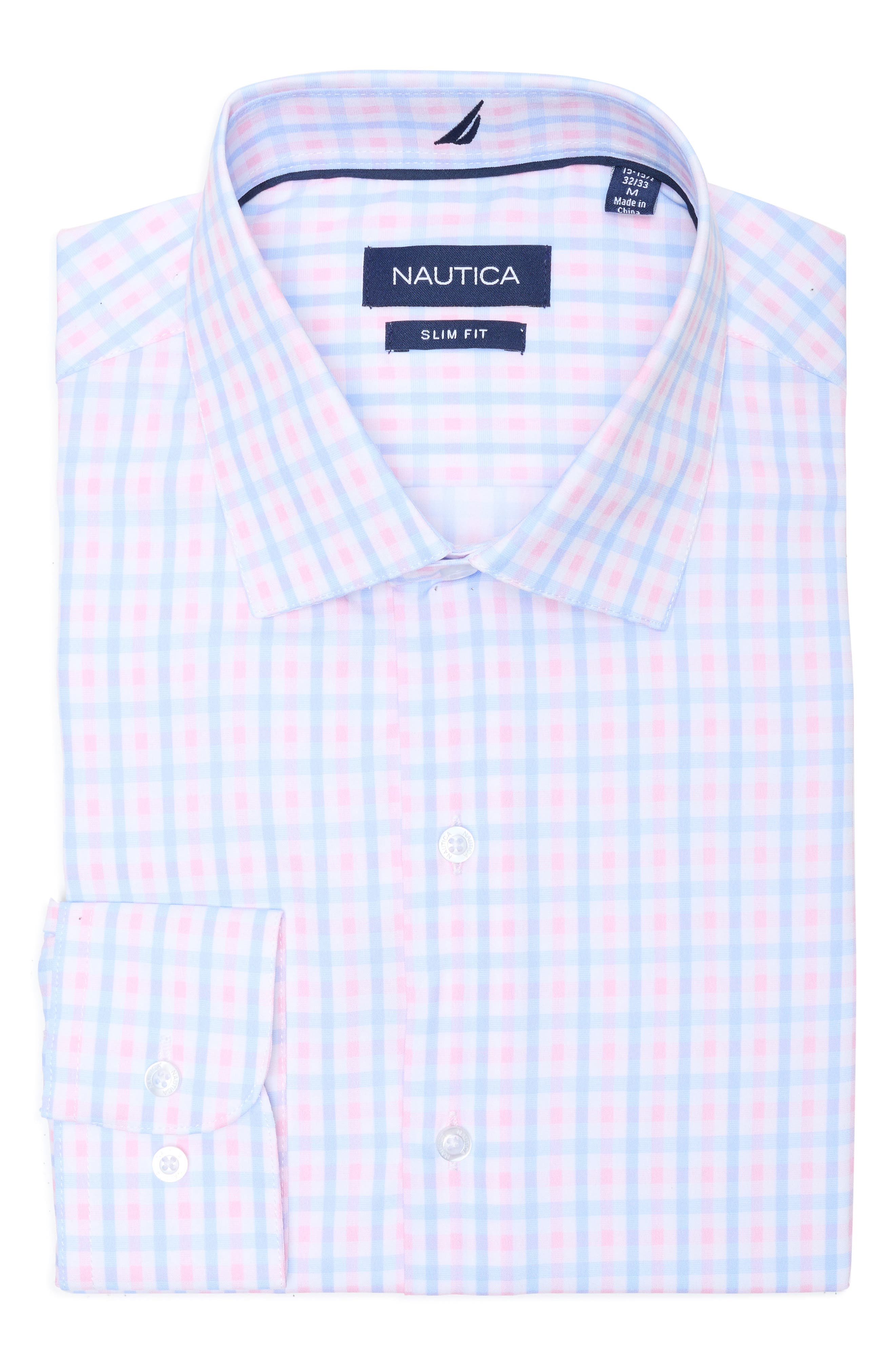 Plaid Trim Fit Dress Shirt
