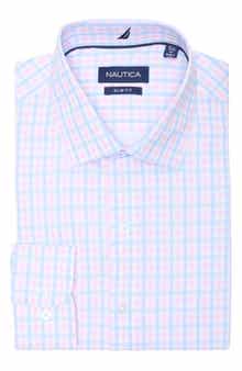 Plaid Trim Fit Dress Shirt