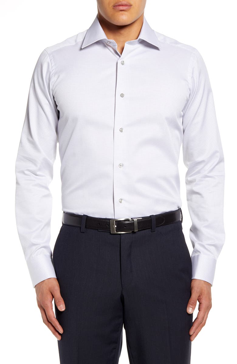 David Donahue Slim Fit Micro Print Dress Shirt, Alternate, color,