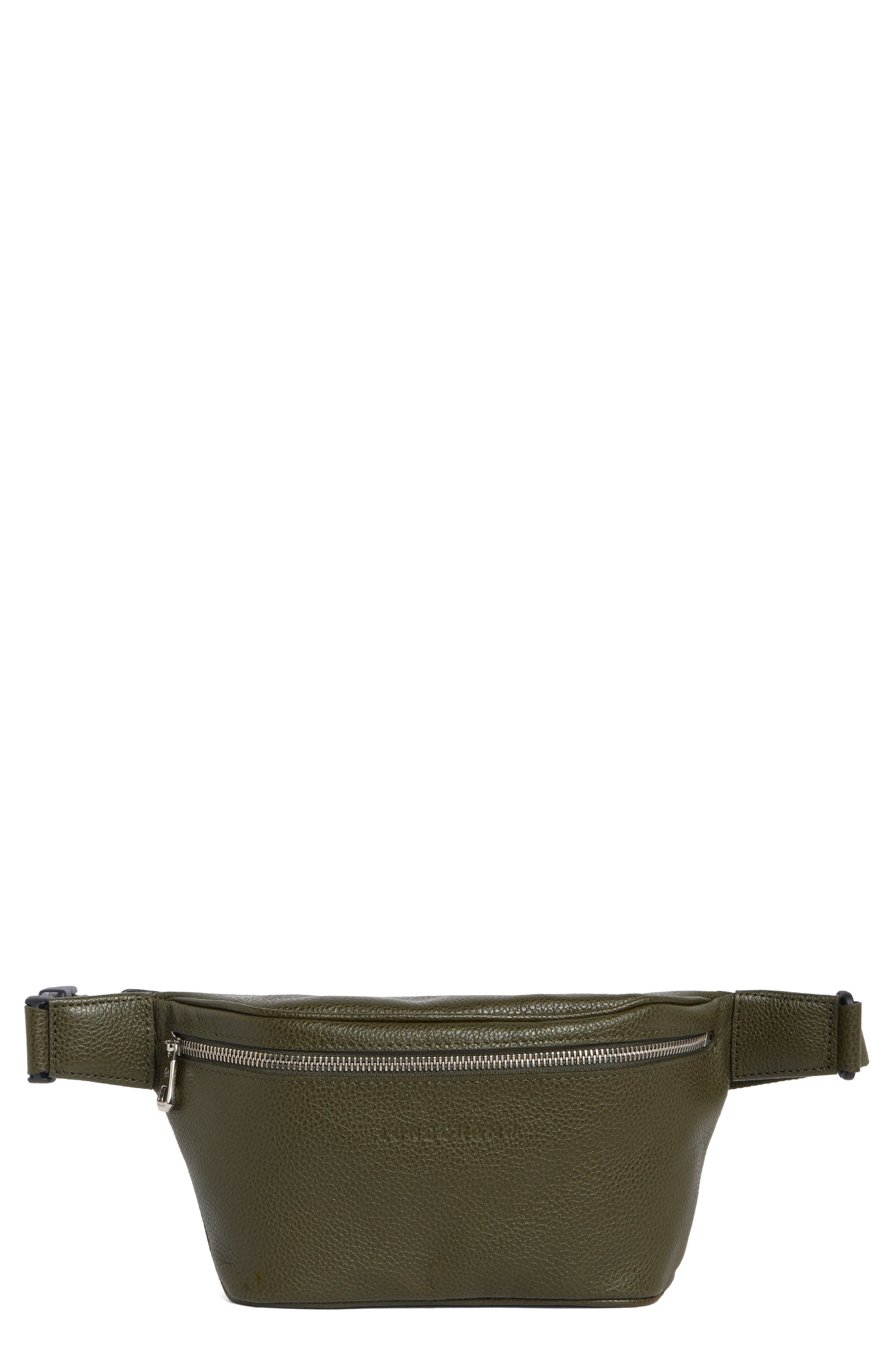 Medium Le Foulonné Leather Belt Bag, Main, color, KHAKI