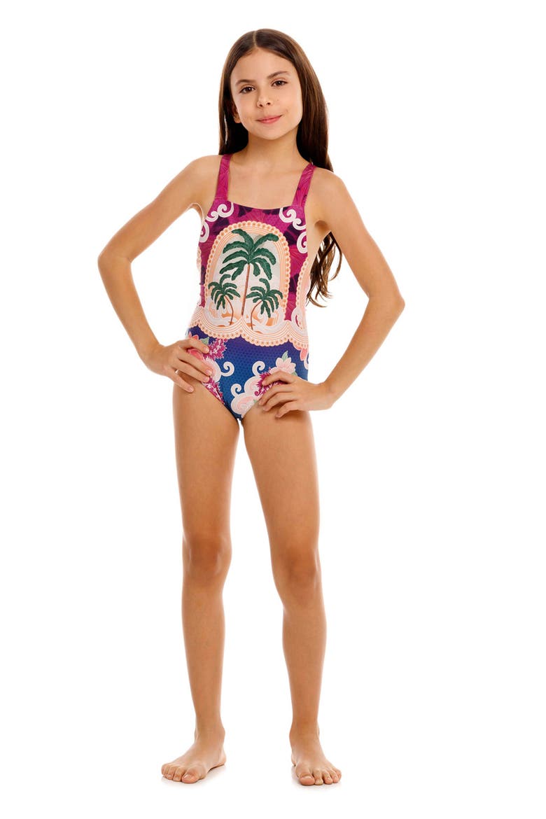 Kids' Amina Thamar Reversible One-Piece Swimsuit, Alternate, color, BLUE