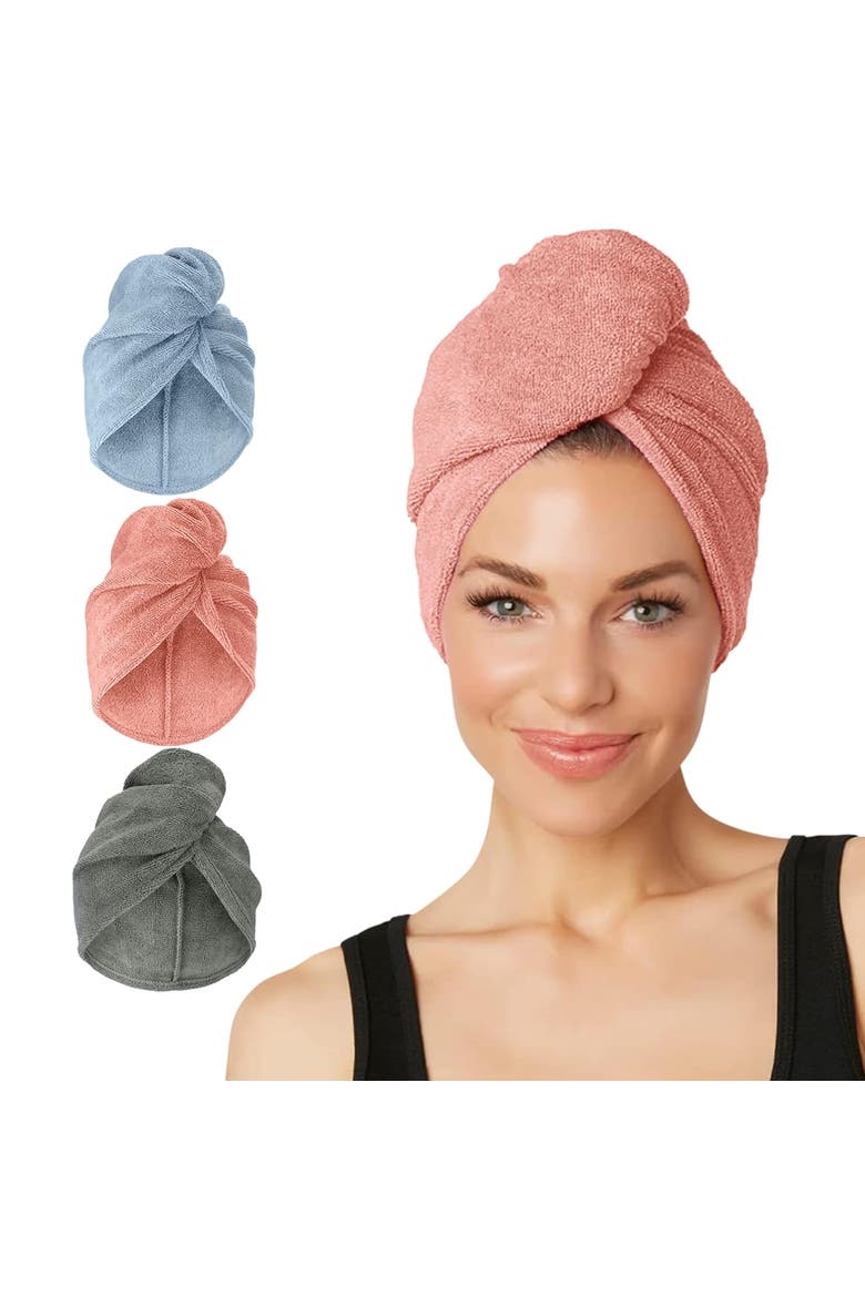 3 pack Microfiber Turbie Twist Hair Towels, Main, color, Pink