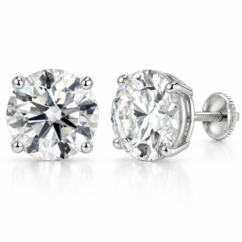 IGI Certified 4 Carat Total Weight D VS1 Round Lab Grown Diamond Stud Earrings in 14K Gold