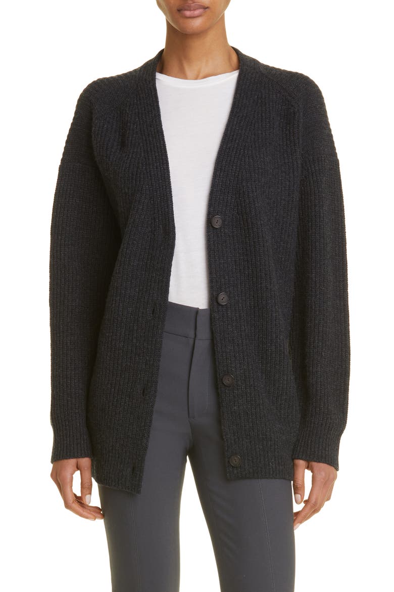 Oversize Wool & Cashmere Cardigan, Main, color, CHARCOAL