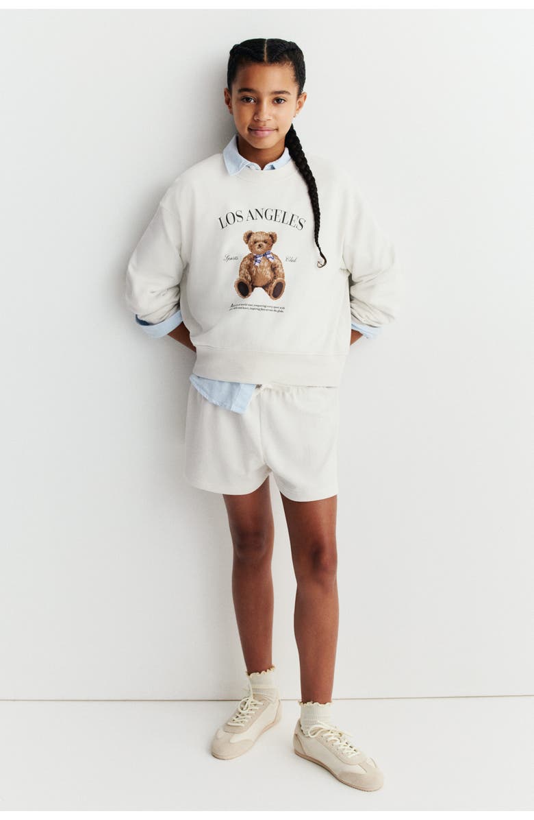 H&M 2-piece Sweatshirt Set, Alternate, color, Cream/Teddy Bear