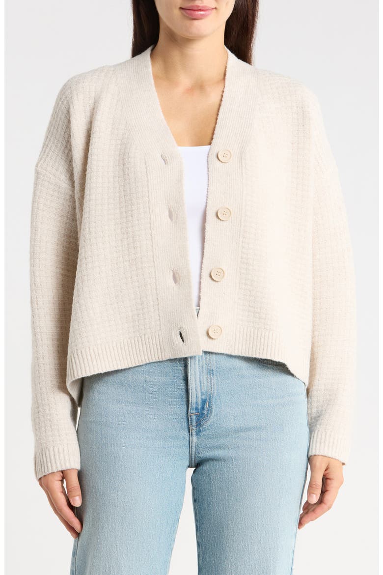Waffle Cardigan, Main, color, ECRU
