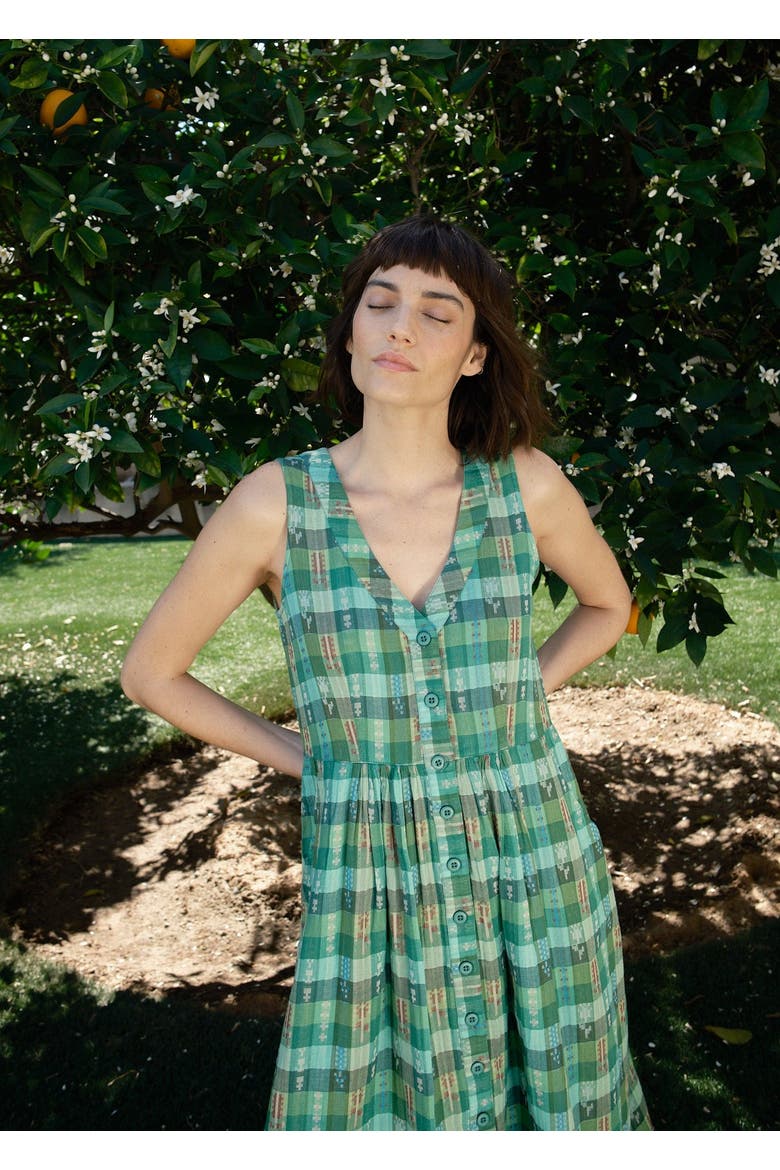 Callie Sleeveless Belted V-neck Dress, Alternate, color, Garden