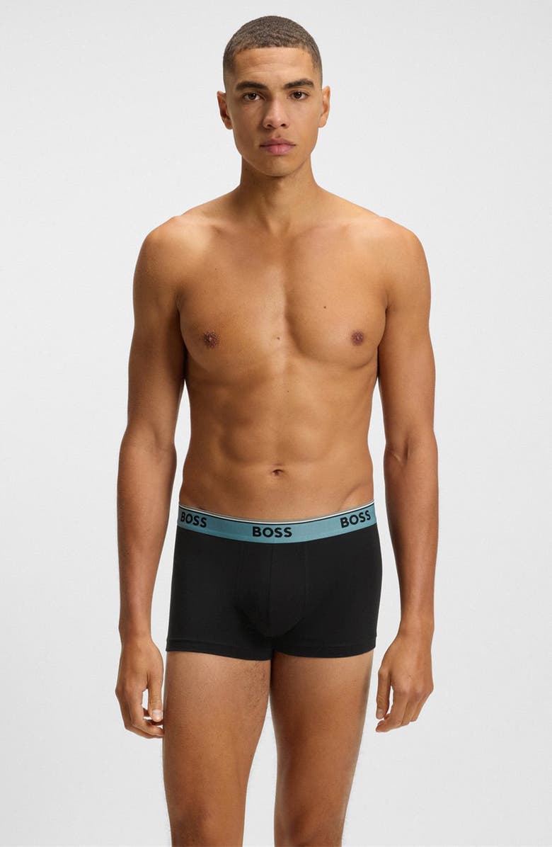 BOSS Assorted 3-Pack Power Stretch Cotton Trunks, Alternate, color, Black Multi Pack