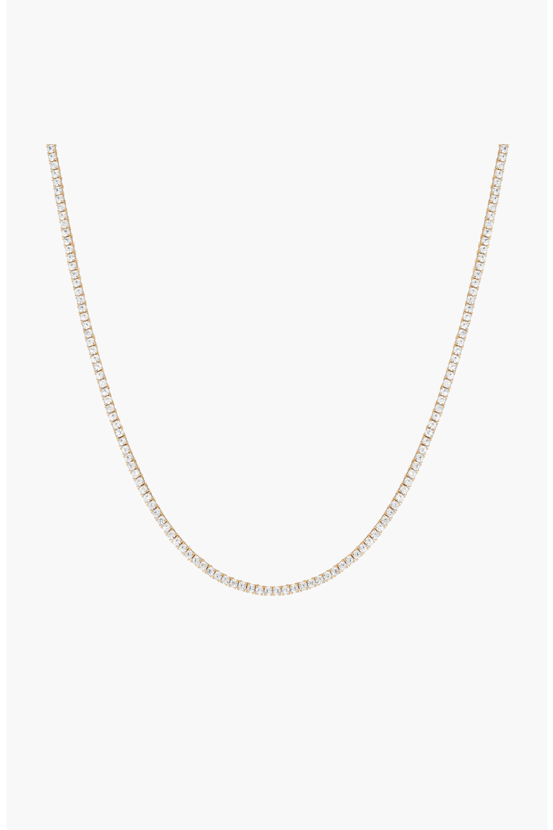 Lab Grown White Sapphire Tennis Necklace, Main, color, Yellow Vermeil