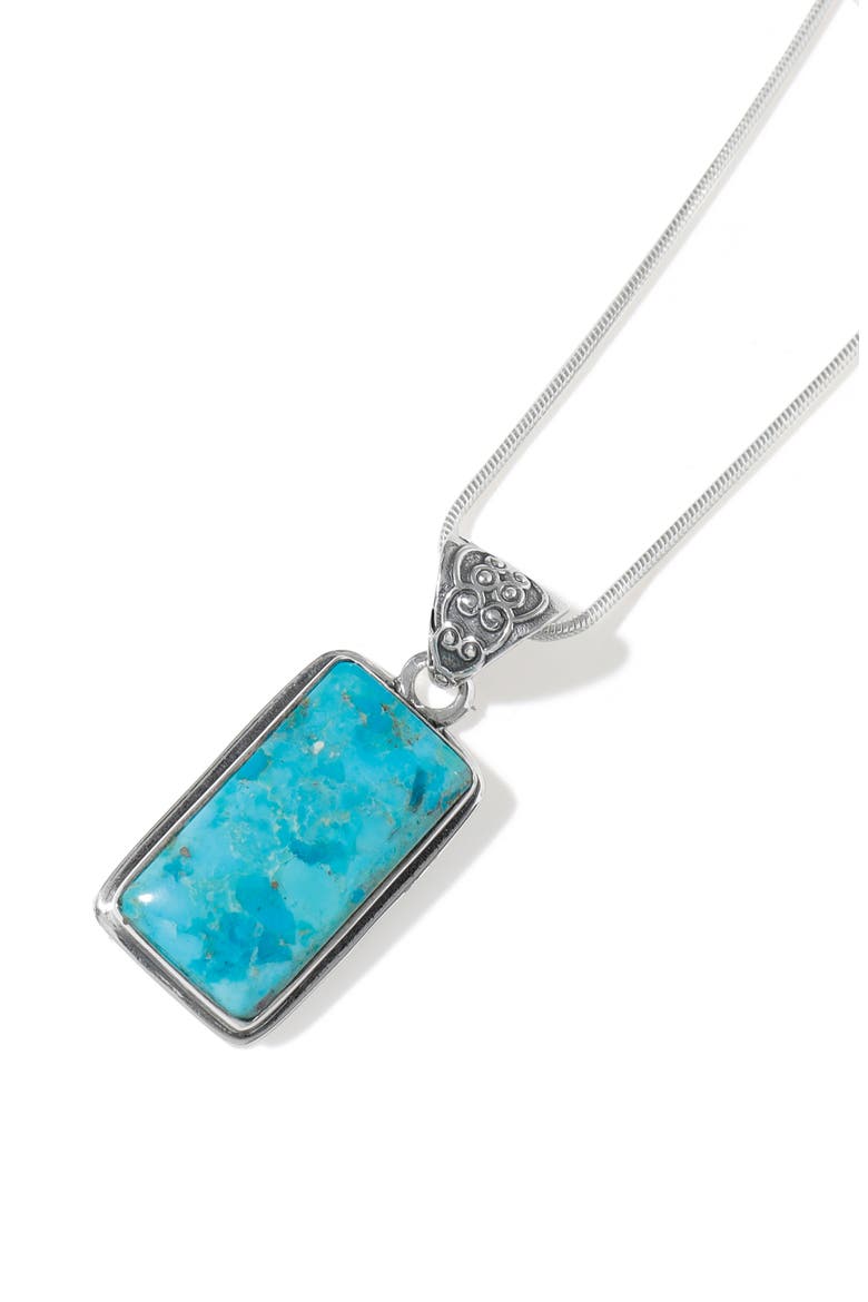 Silver Plated Turquoise Pendant Necklace, Alternate, color, BLUE
