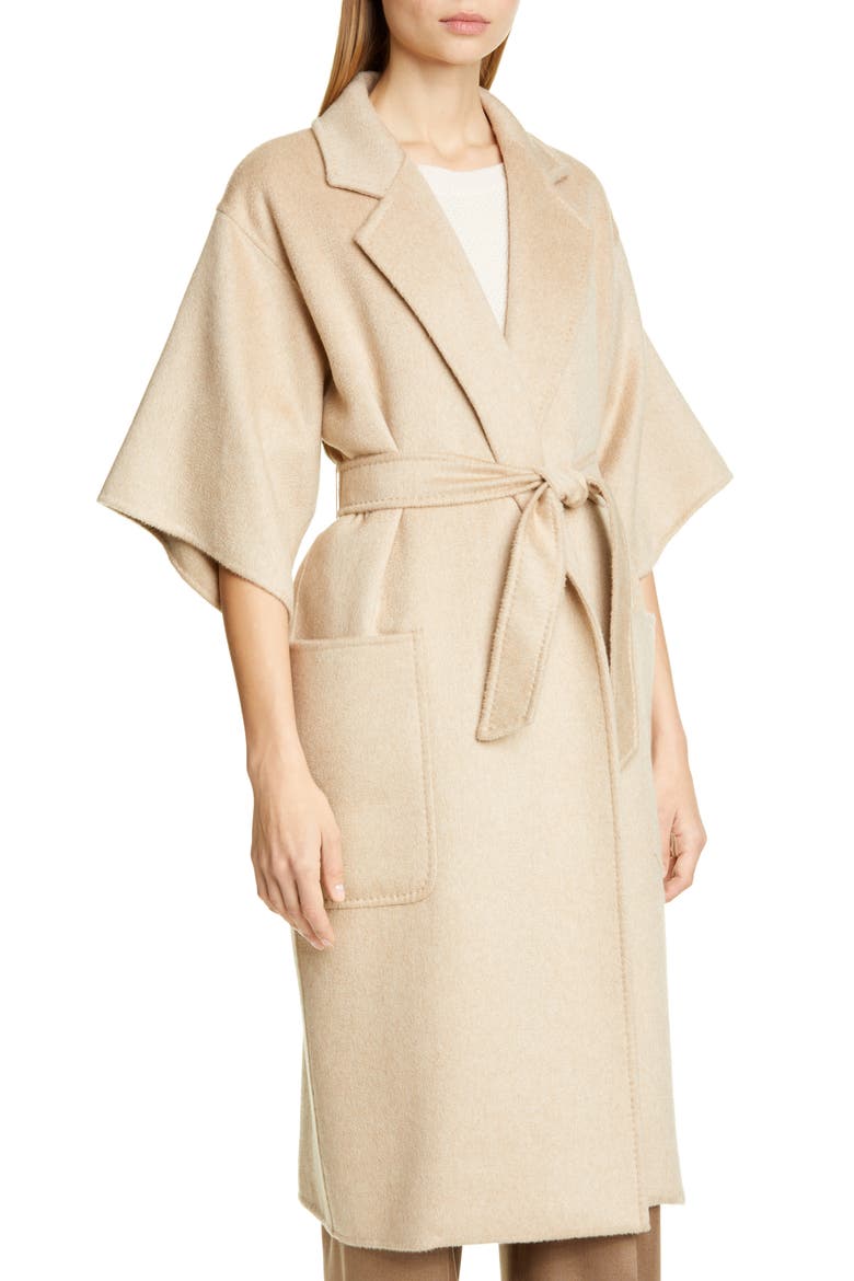 Ruta Double Face Cashmere & Camel Hair Wrap Coat, Alternate, color, CAMEL