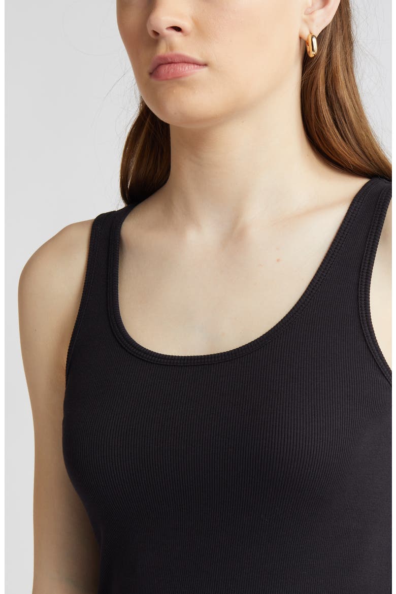 Rib Scoop Neck Cotton Tank, Alternate, color, BLACK
