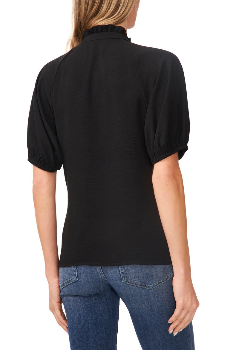 Ruffle Split Neck Blouse, Alternate, color, RICH BLACK