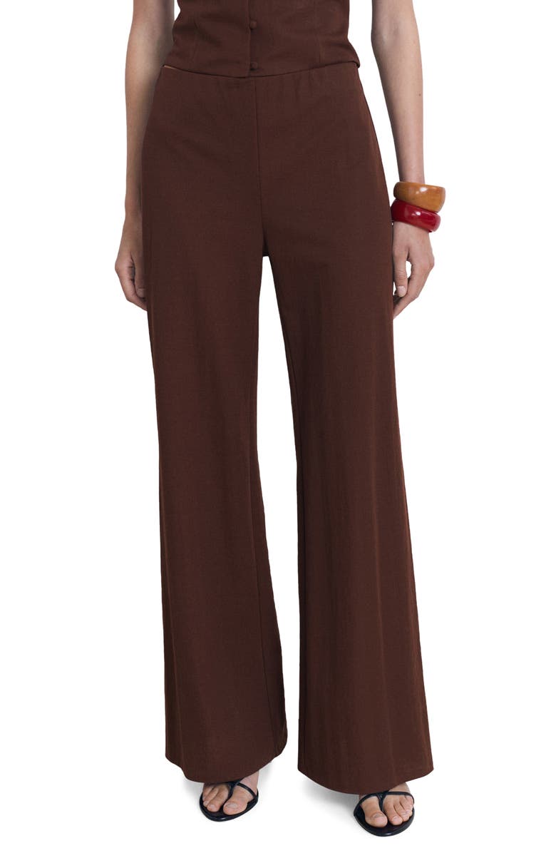 MANGO Flowy Straight Leg Pants, Main, color, Chocolate