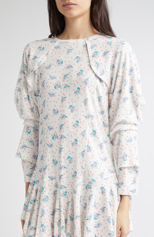 ASHLEY WILLIAMS ASHLEY WILLIAMS BUNNY WINGS LONG SLEEVE POINTELLE ASYMMETRIC MINIDRESS