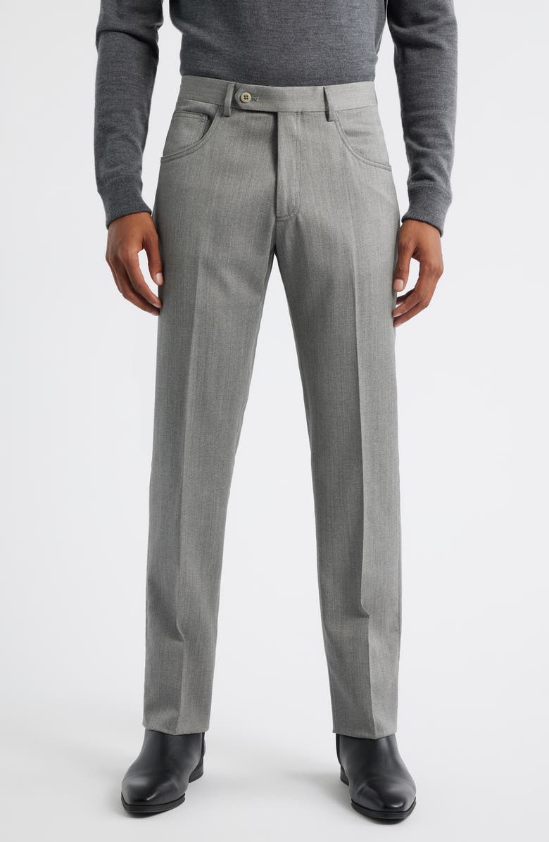 Zanella Parker Stretch Wool Trousers, Main, color, Light Grey