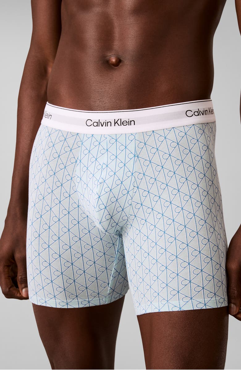 Calvin Klein Icon 3-Pack Stretch Cotton Boxer Briefs, Alternate, color, Grey/ Niagra Mist/ Cendre Blue