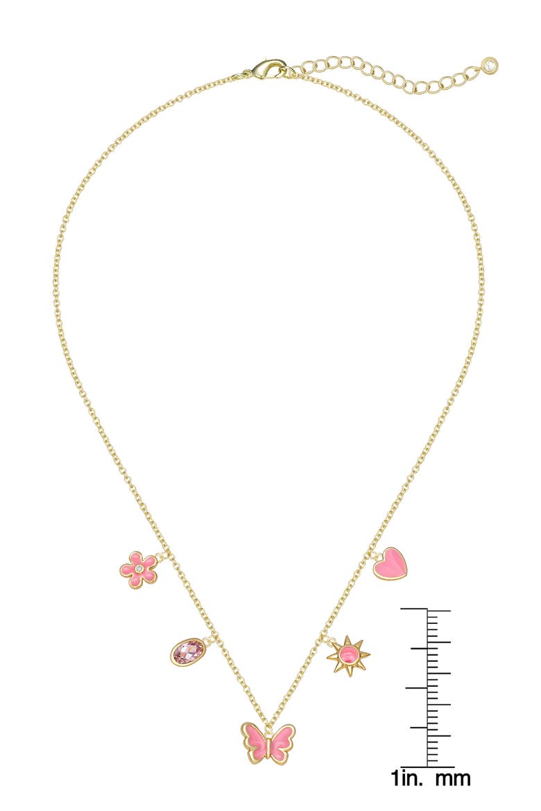 Kids' Enamel & Cubic Zirconia Charm Necklace, Alternate, color, PINK
