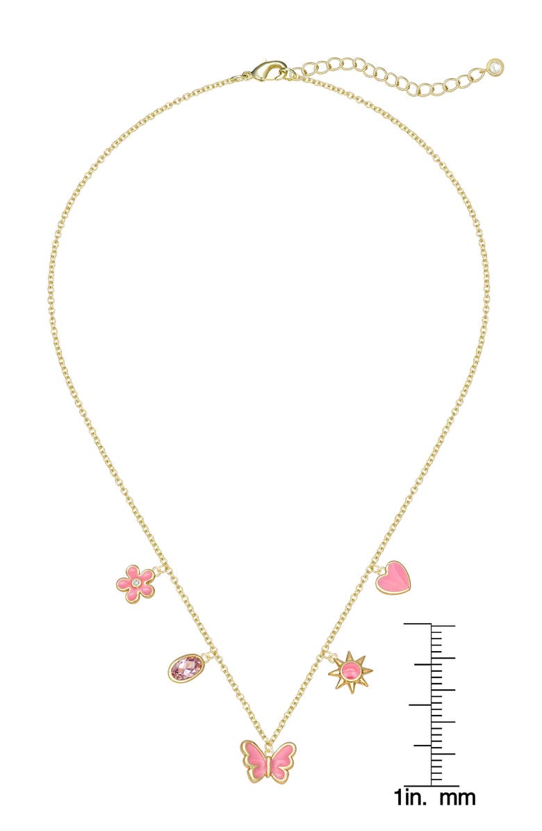 Lily Nily Kids' Enamel & Cubic Zirconia Charm Necklace, Alternate, color, Pink