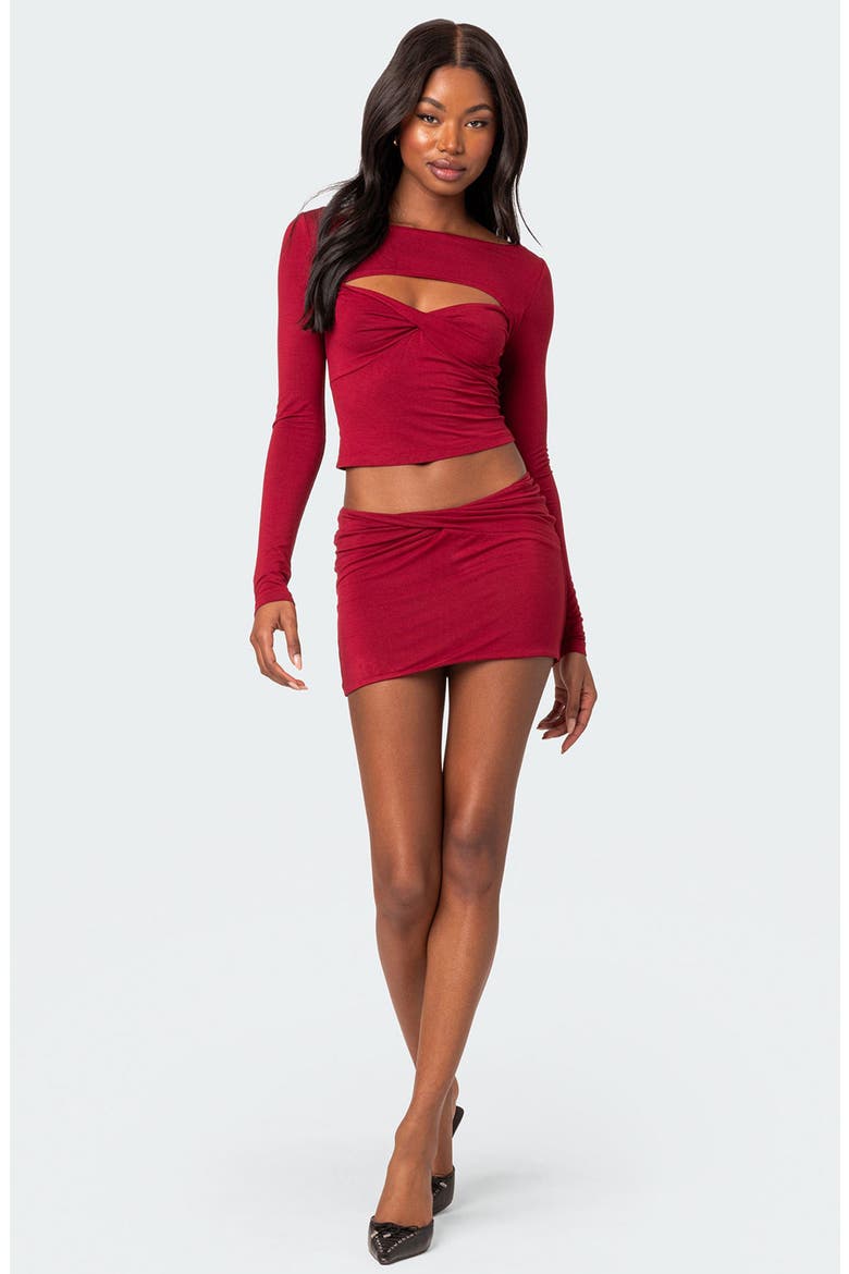 Lara Cut Out Twist Front Top, Alternate, color, BURGUNDY