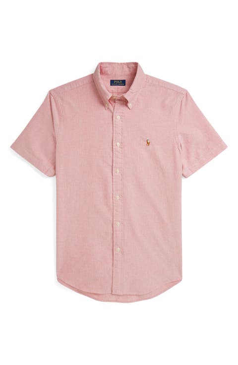 Classic Fit Short Sleeve Cotton Button-Down Oxford Shirt