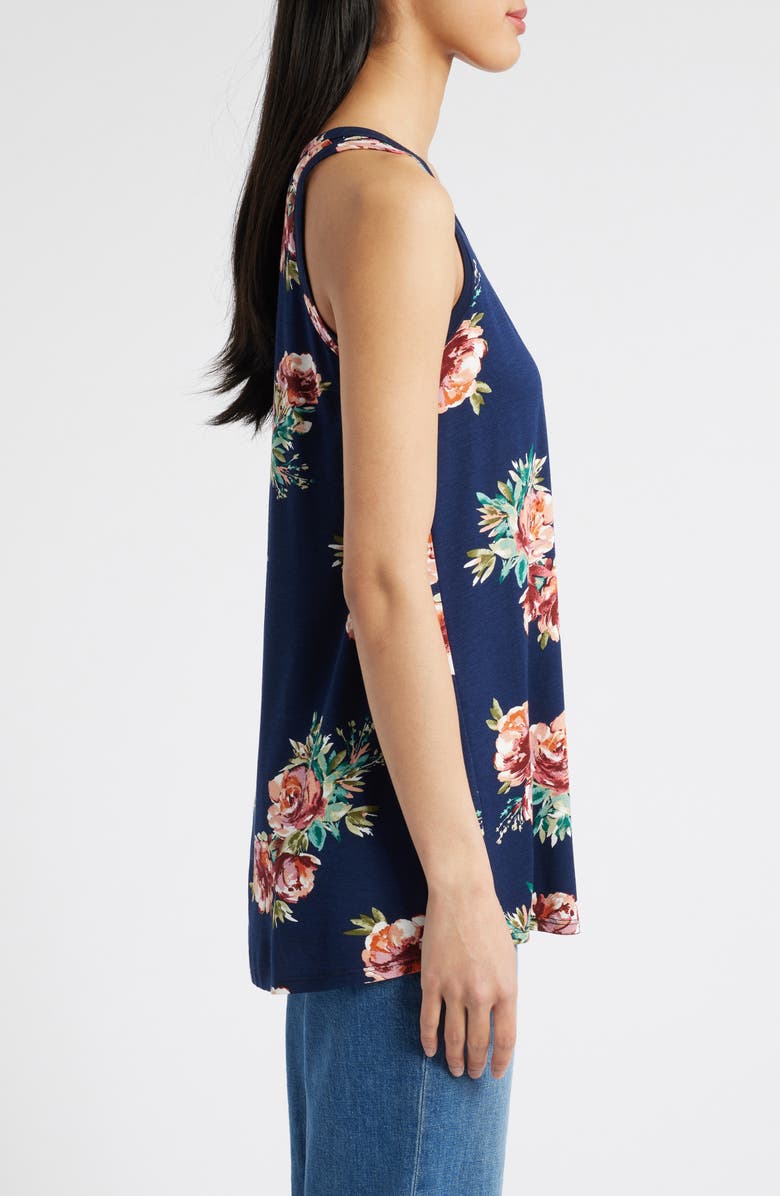 Loveappella Floral Knit Swing Tank, Alternate, color, Navy Floral