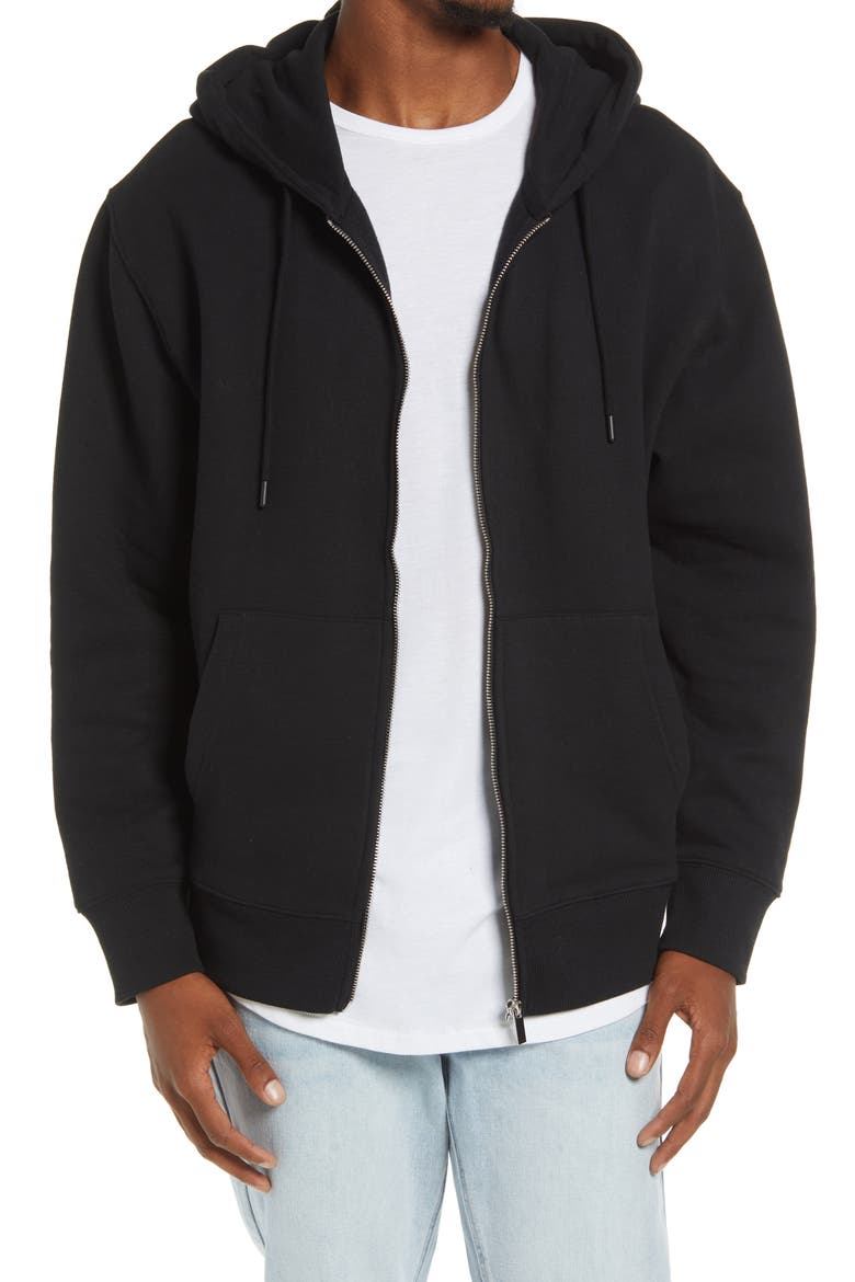 Front Zip Hoodie, Main, color, BLACK